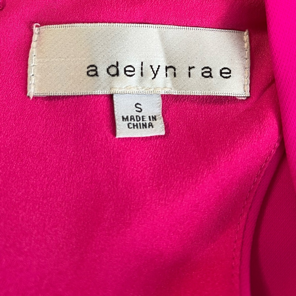 Adelyn Rae Asymmetrical Ruffled Hem Vibrant Pink Sleeveless Dress  Size S - Picture 7 of 9